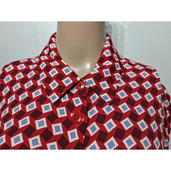 Reformation Hugh Geometric Long Sleeve Mini Shirtdress Size 6 - Picture 2 of 7